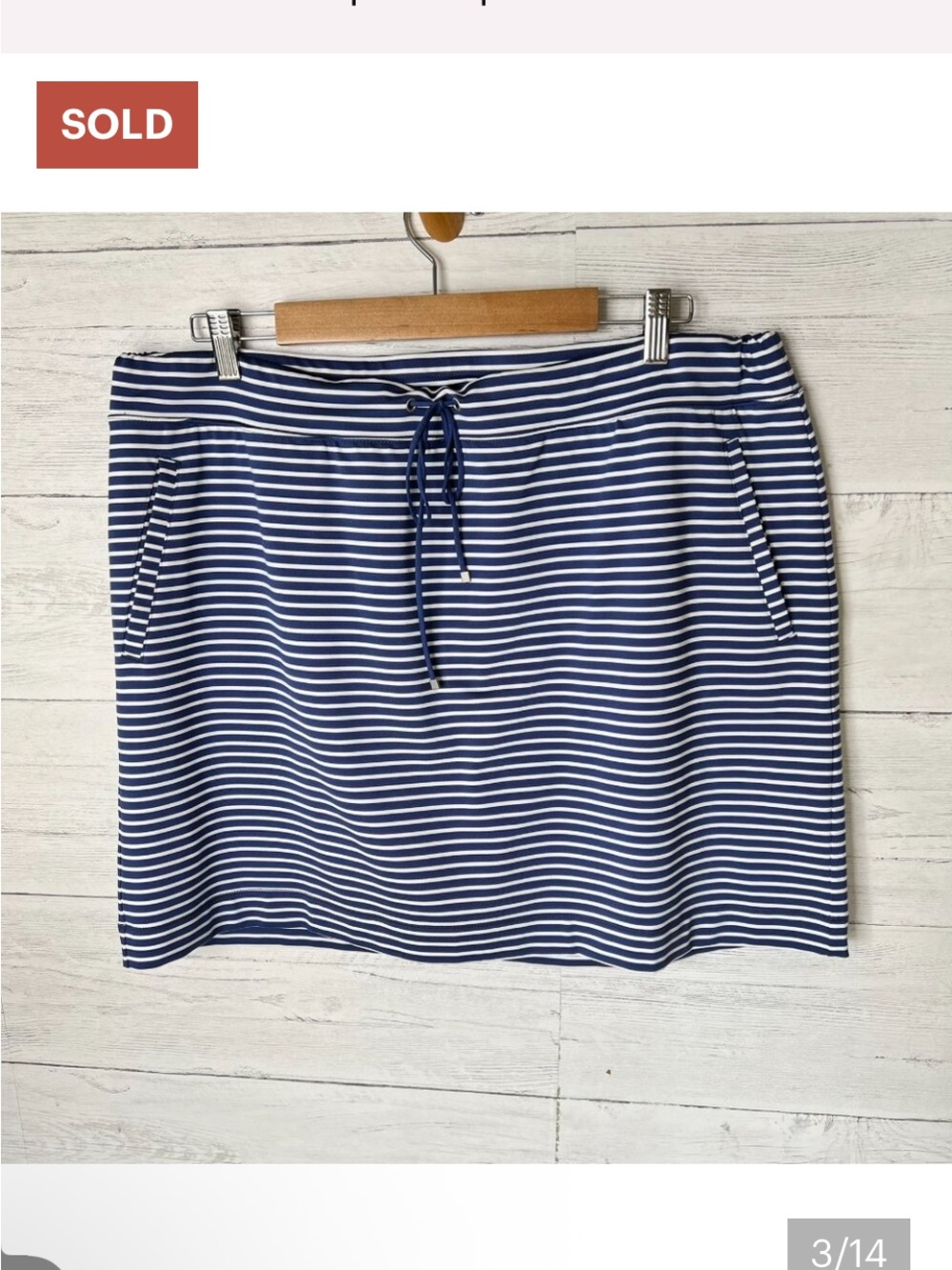 Chicos Skort Womens Size 16/18 Steel Blue & White Striped Skirt Nautical Outdoor - Picture 2 of 3